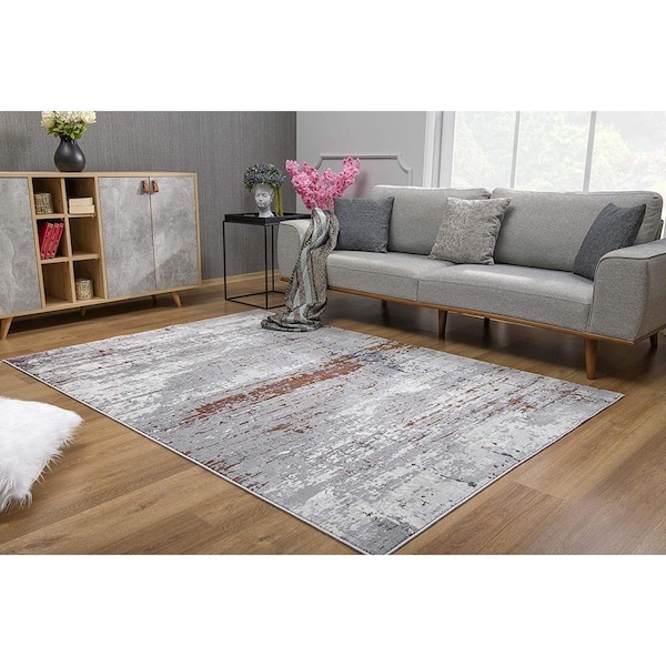 Palacedesigns 4 x 6 ft. Gray & Brown Abstract Scraped Area Rug PA3089158 - main